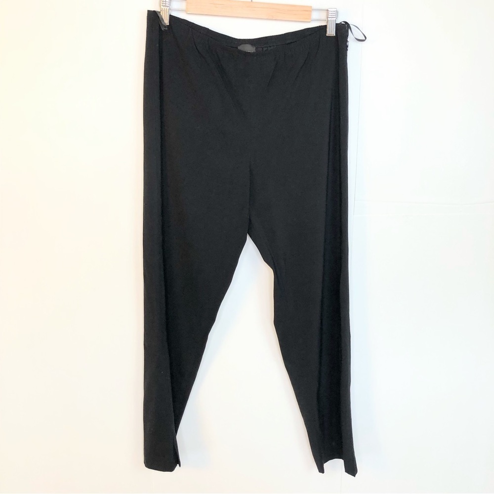 Eileen Fisher Black Sleek Minimal Side Zipper Elastic Waist Tapered Pants M